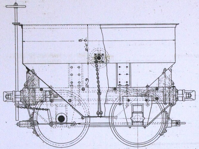 VT Ore car, bottom dump, 1869, Risdon, side