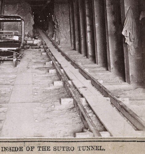 wnhpcscp1690., Lawrence & Houseworth, 1860's, INSIDE OF TEH SUTRO TUNNEL - detail